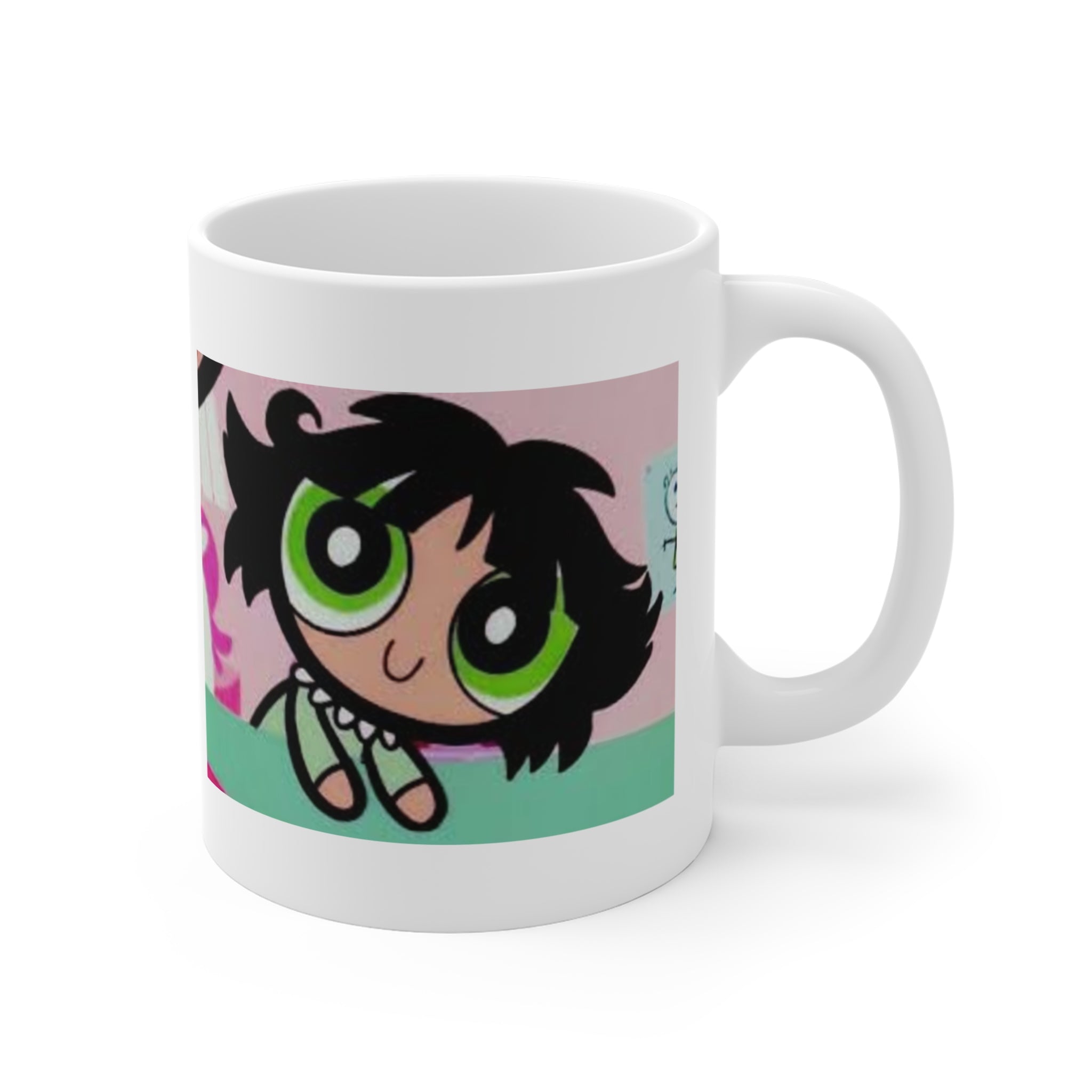 Black-Haired Big-Eyed Cartoon Girl Mug Cute Illustration