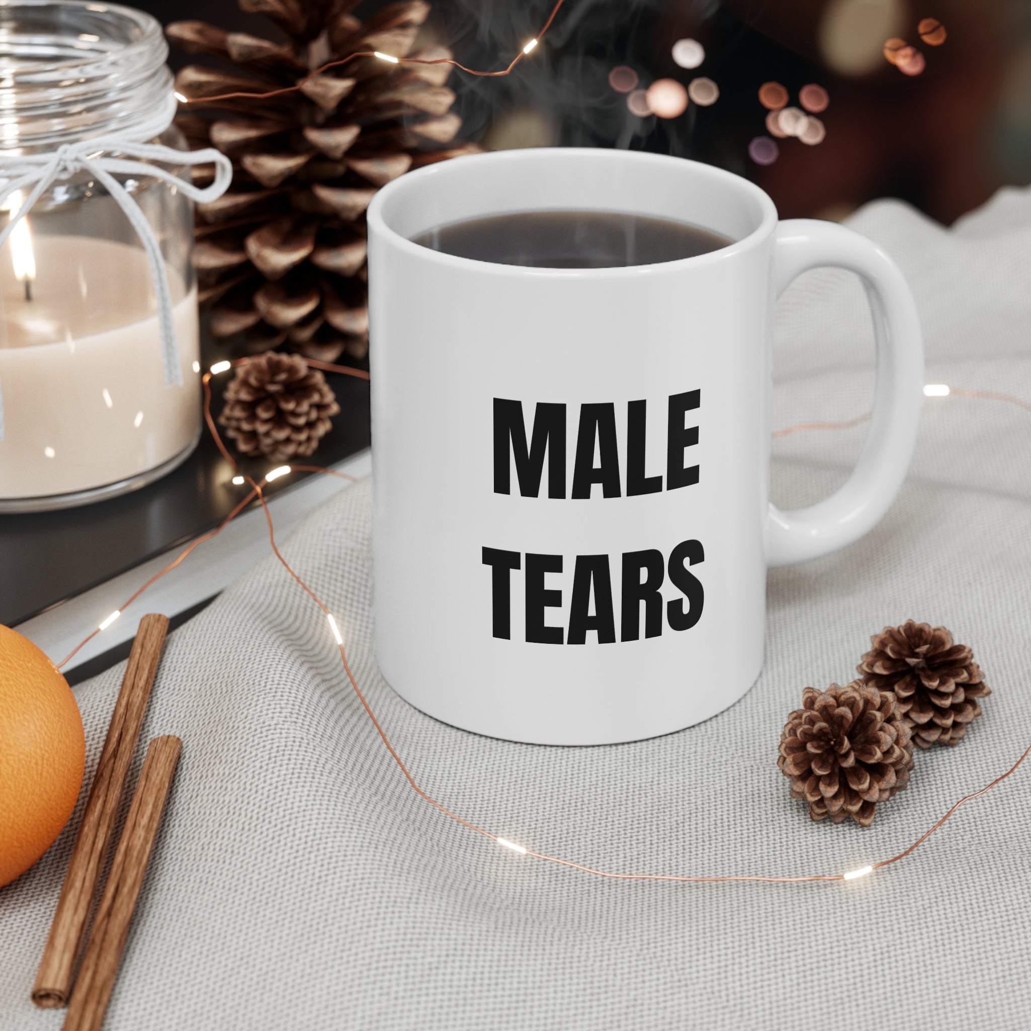 Male Tears Mug | White Ceramic Coffee Cup