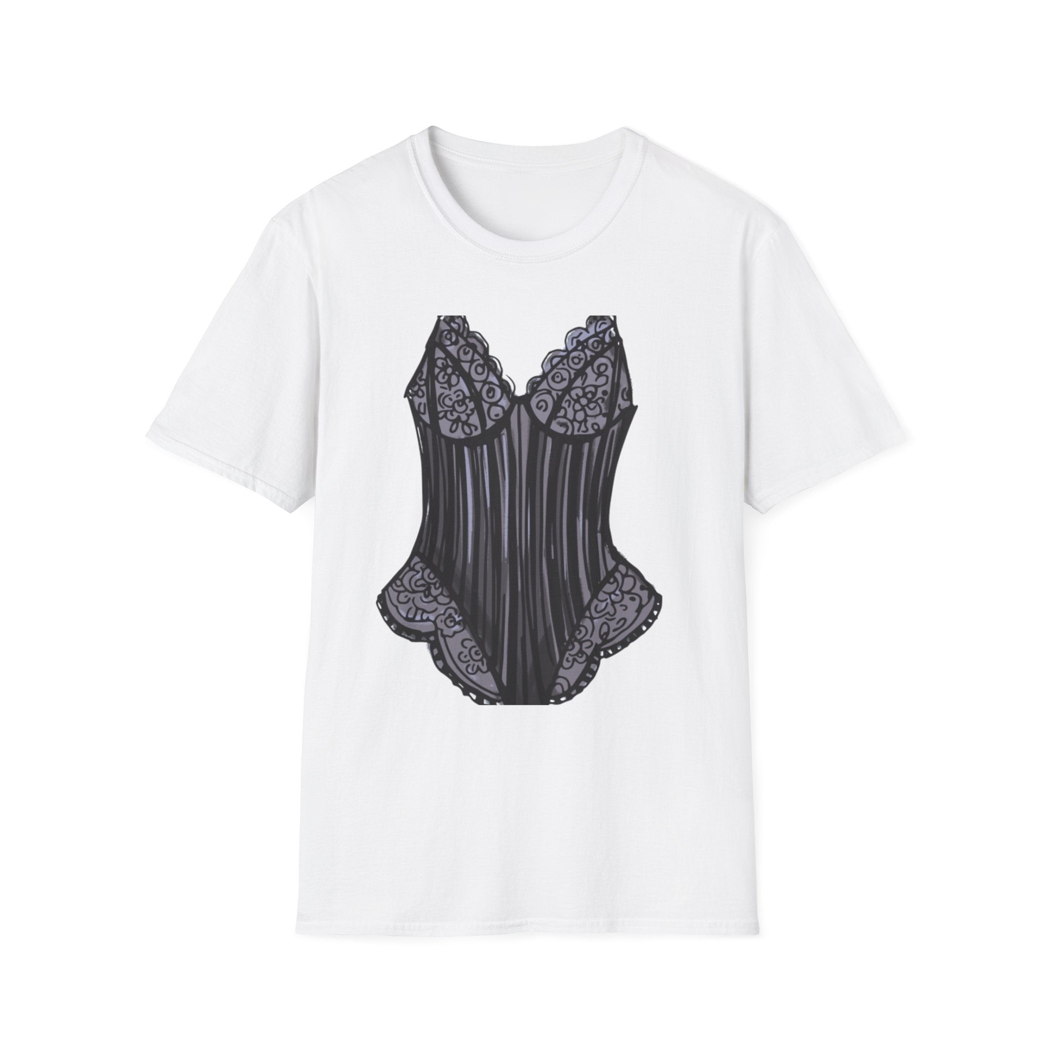 Lace Bra and Panties Illustration T-Shirt Lingerie Sketch Tee