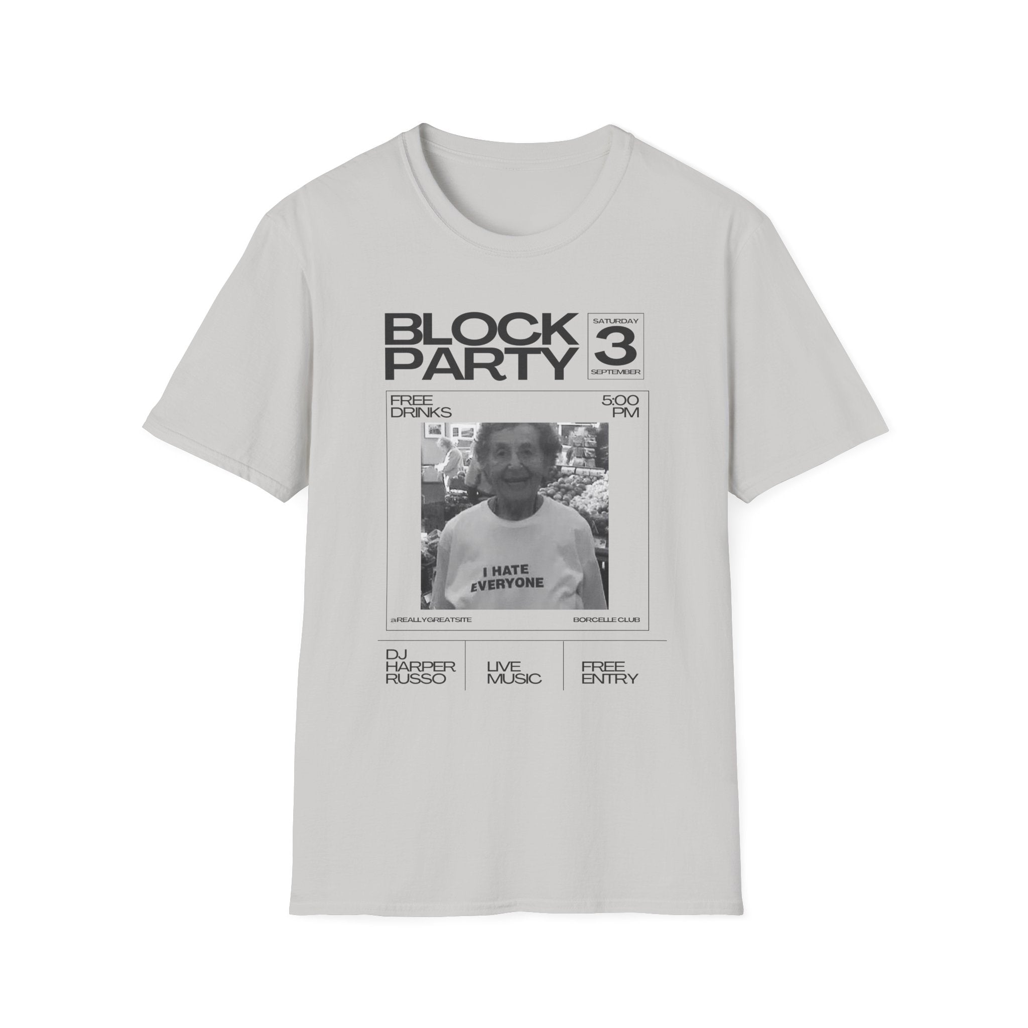 Block Party Poster Grandma T-Shirt  Retro Photo Graphic Tee