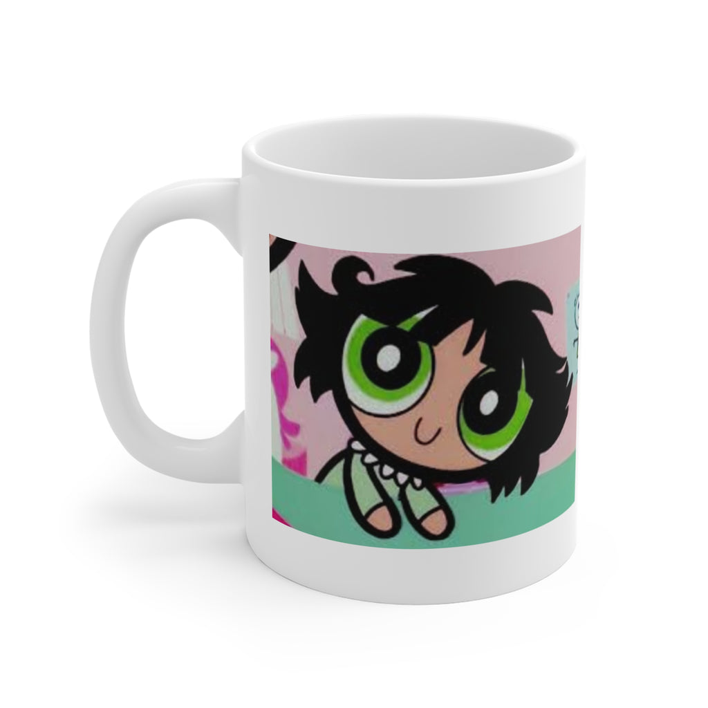 Black-Haired Big-Eyed Cartoon Girl Mug Cute Illustration