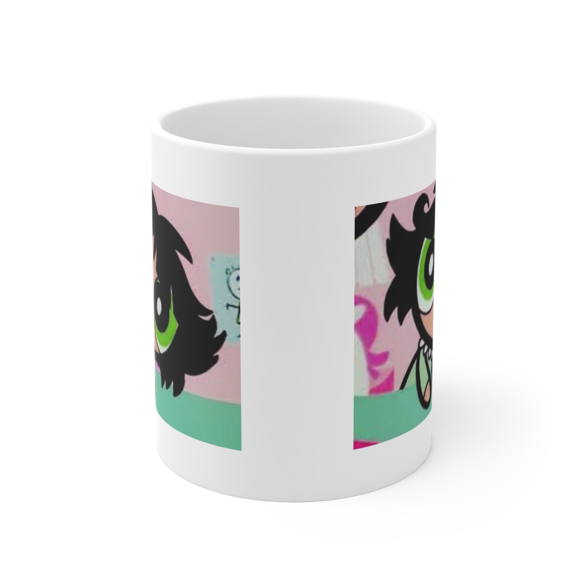 Black-Haired Big-Eyed Cartoon Girl Mug Cute Illustration