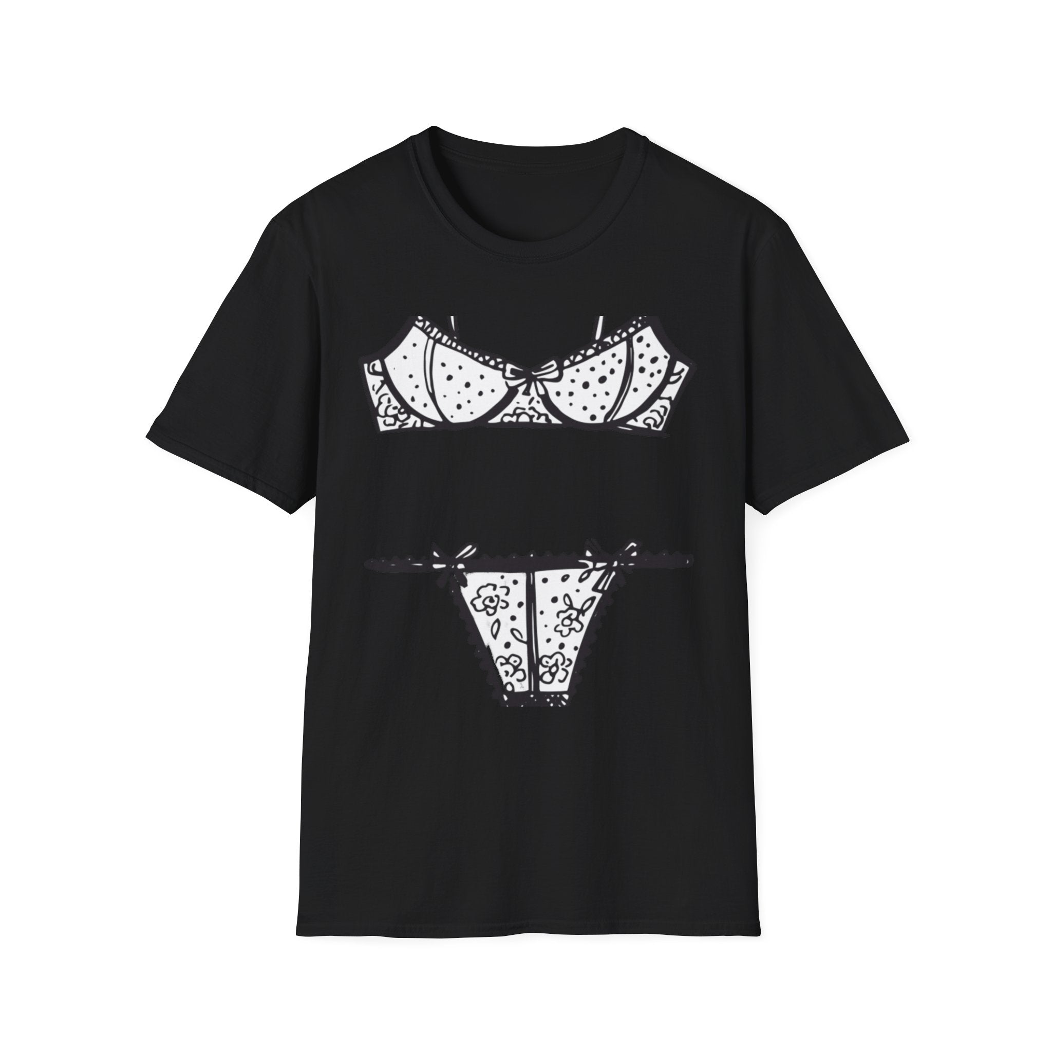 Lace Bra and Panties Illustration T-Shirt Lingerie Sketch Tee