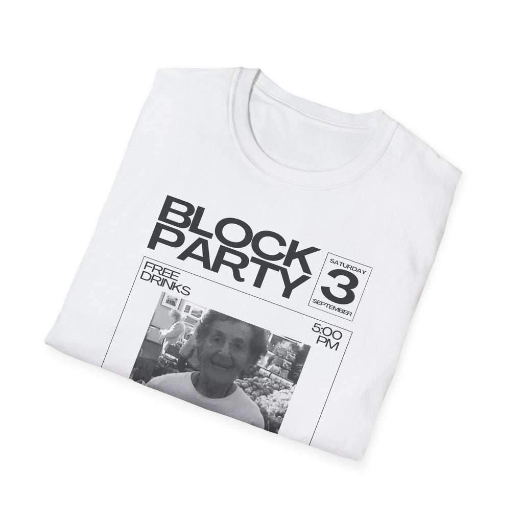 Block Party Poster Grandma T-Shirt  Retro Photo Graphic Tee