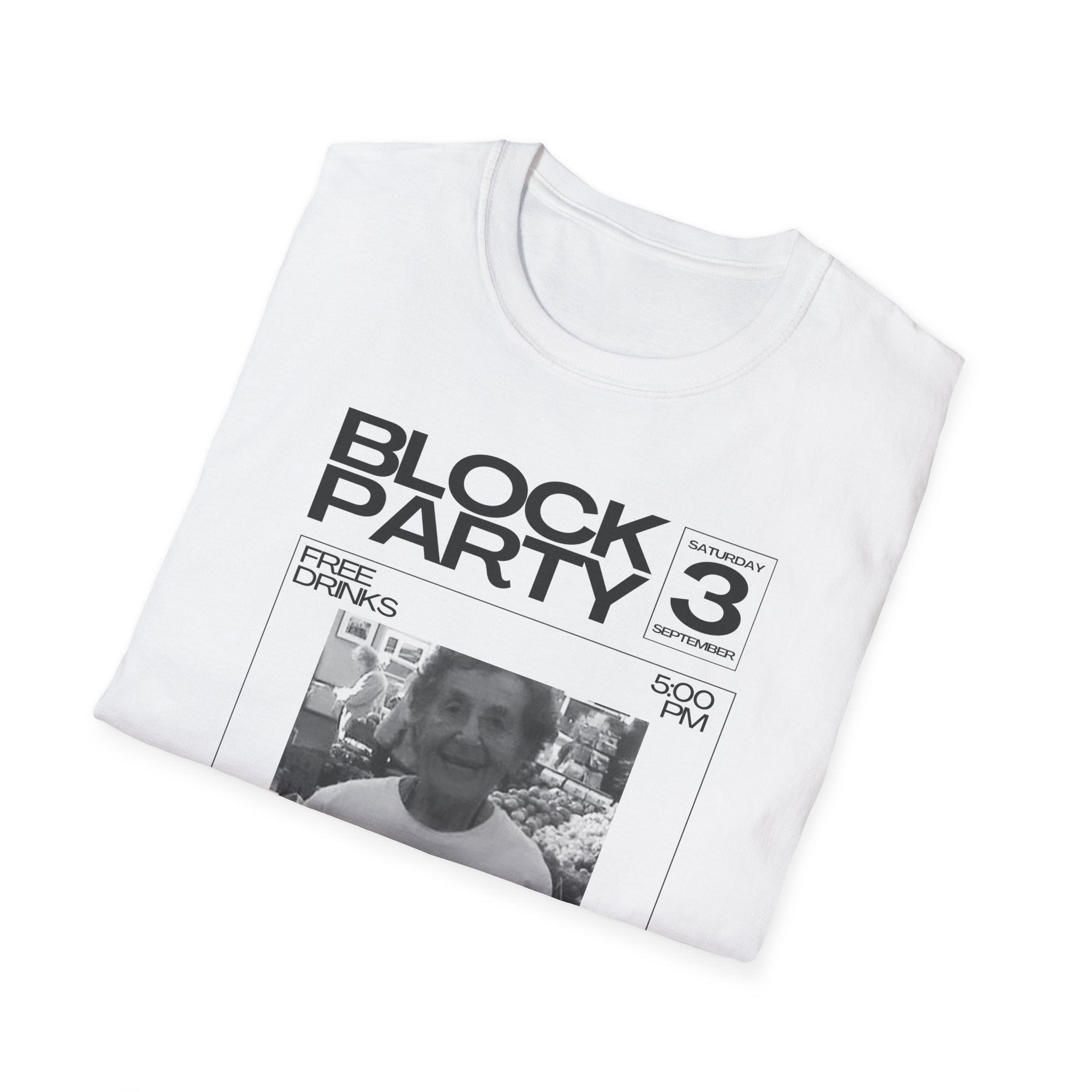 Block Party Poster Grandma T-Shirt  Retro Photo Graphic Tee