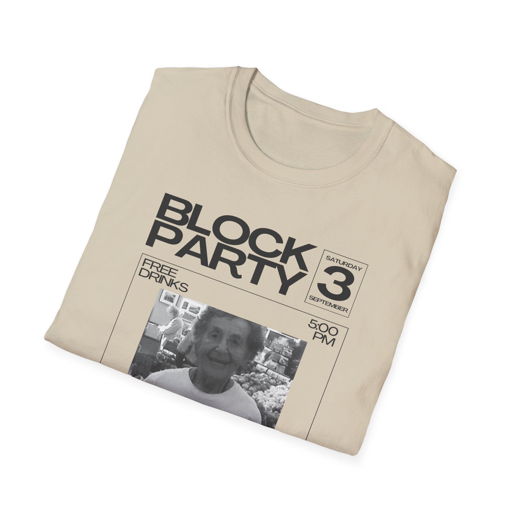 Block Party Poster Grandma T-Shirt  Retro Photo Graphic Tee