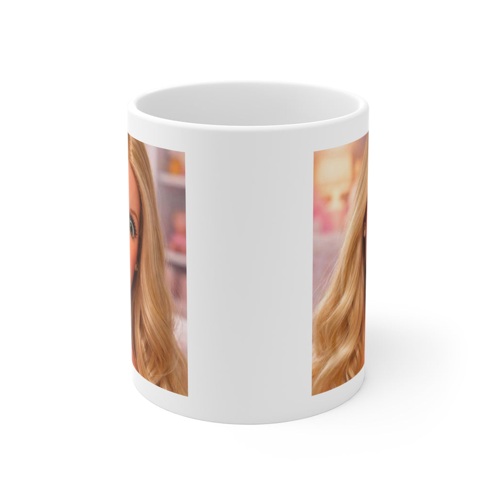 Blonde Doll Face Mug Funny Expression
