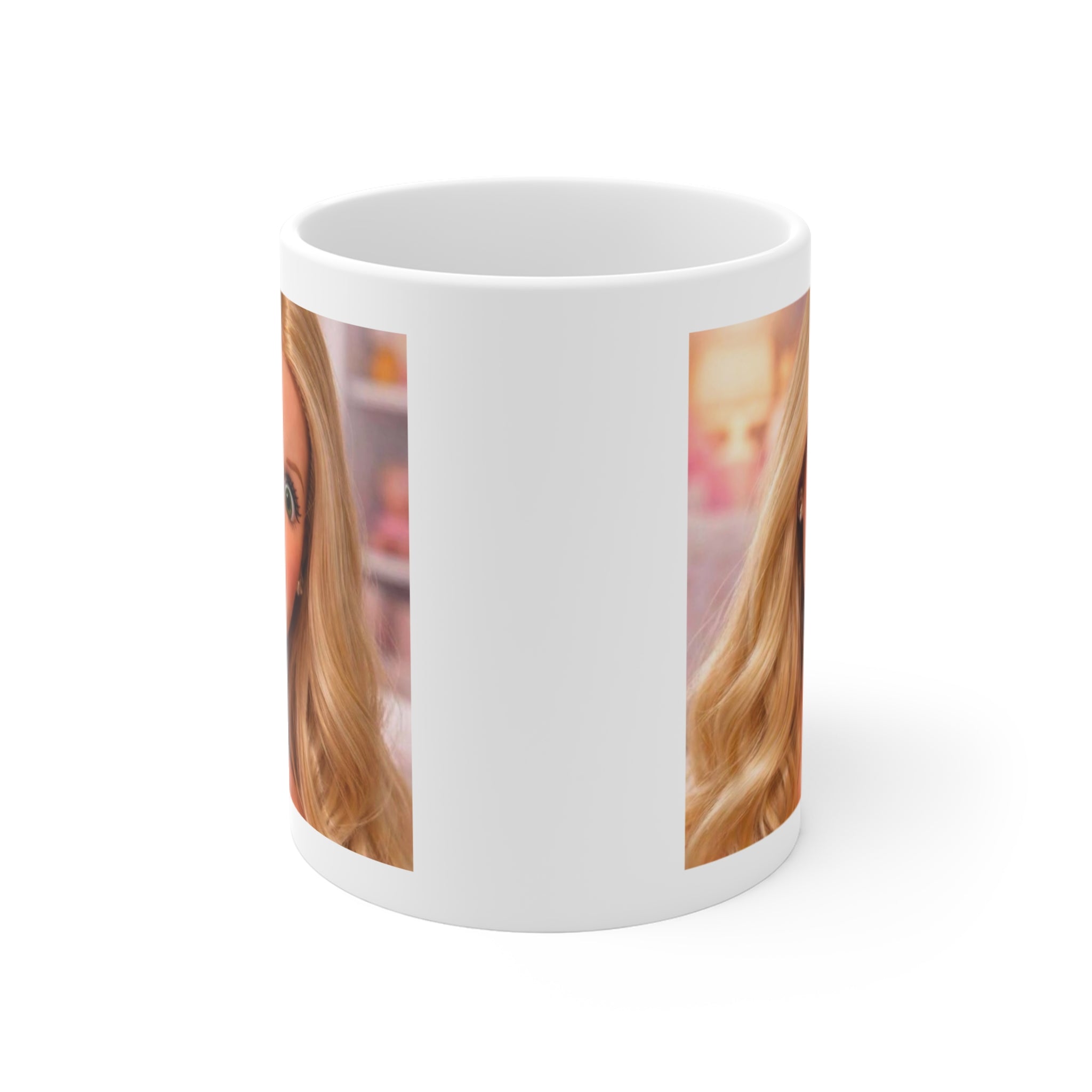 Blonde Doll Face Mug Funny Expression