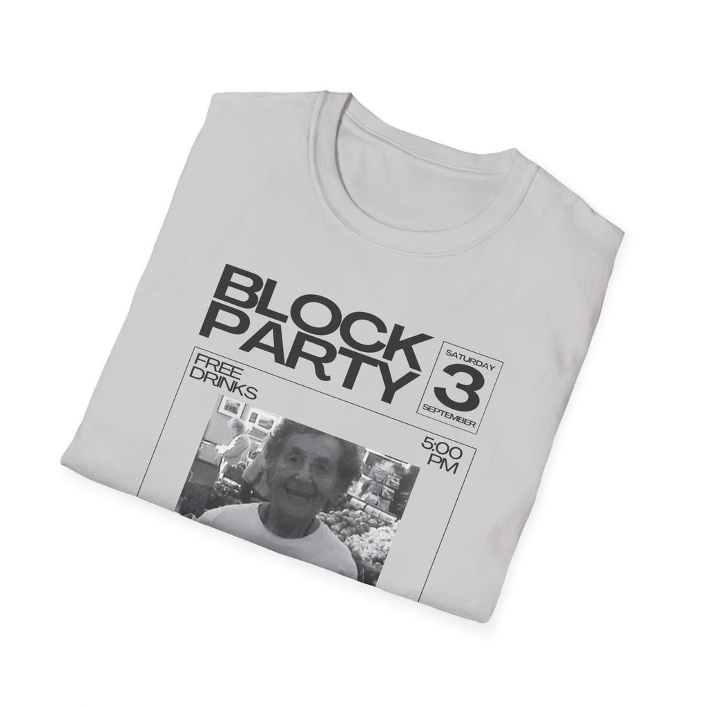 Block Party Poster Grandma T-Shirt  Retro Photo Graphic Tee