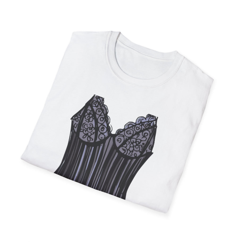 Lace Bra and Panties Illustration T-Shirt Lingerie Sketch Tee