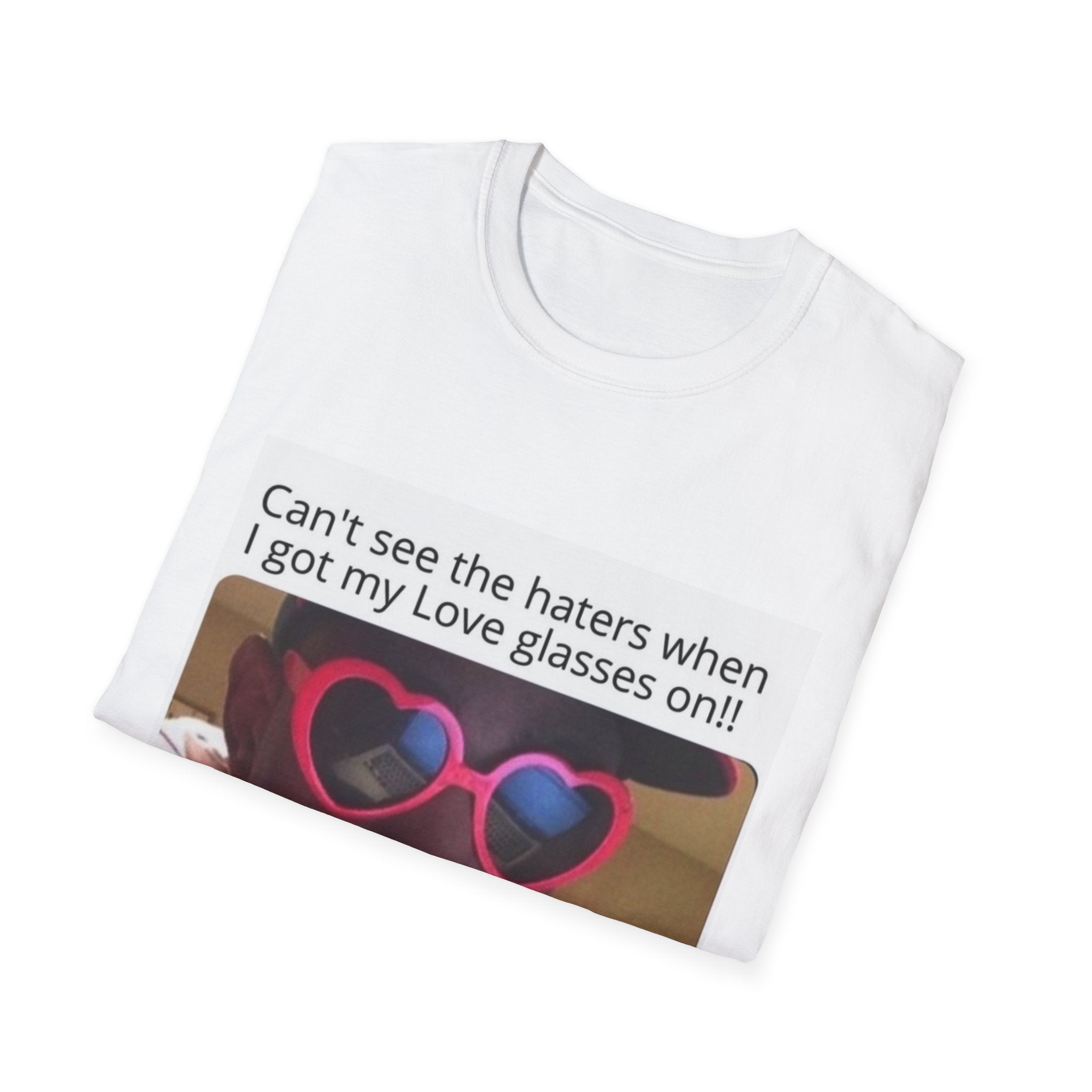 Love Glasses Meme T-Shirt  Heart Sunglasses Photo Tee